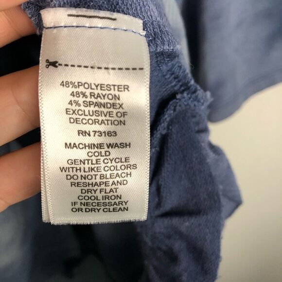 Cupio Blue Tie Dye Blue 3/4 Sleeve Ruffle Side Top - Picture 5 of 6